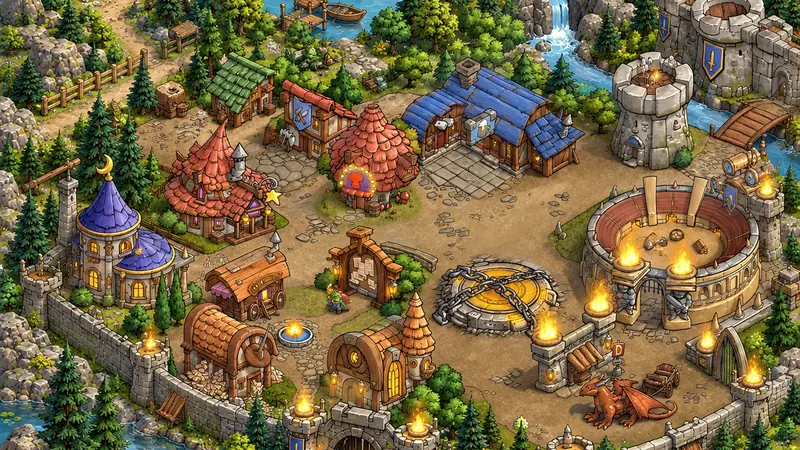 Befestigte Stadt mit Arena aus Shakes & Fidget