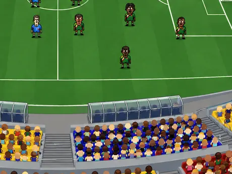 Nahaufnahme von Rasen und Tribüne im Stadion