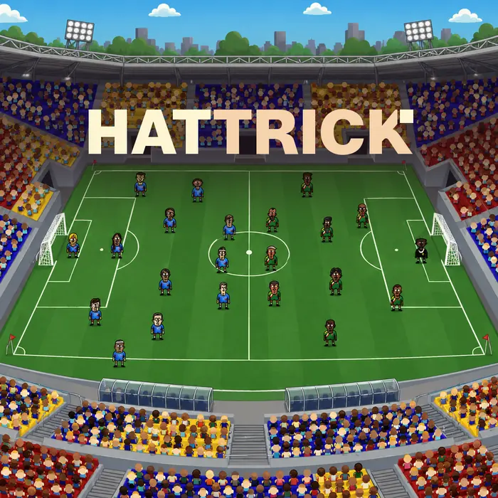 Stadion mit Spielfeld und vollen Rängen aus Hattrick